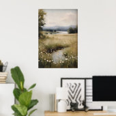 Digitale Malerei des Frühlings-Wildblumenfeldes, V Poster (Heimbüro)