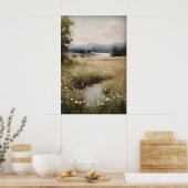 Digitale Malerei des Frühlings-Wildblumenfeldes, V Poster (Küche)