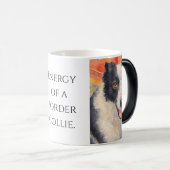 Digitale Malerei eines Border Collie-Porträts Verwandlungstasse (VorderseiteRechts)