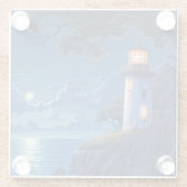 Digitale Malerei eines Leuchtturms im Mondlicht Glasuntersetzer (Rückseite)
