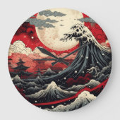 Digitale Malerei im japanischen Kunststil Große Wanduhr (Vorderseite)