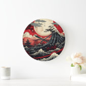 Digitale Malerei im japanischen Kunststil Große Wanduhr (Zuhause)