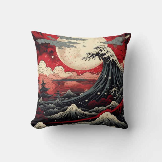 Digitale Malerei im japanischen Kunststil Kissen (Vorderseite)