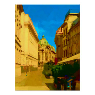 Digitale Malerei in Bukarest Poster