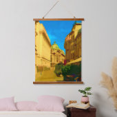 Digitale Malerei in Bukarest Wandteppich Mit Holzrahmen (Schlafzimmer)