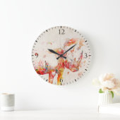 Digitale Malerei mit Wasserfarbe Rhino Große Wanduhr (Zuhause)