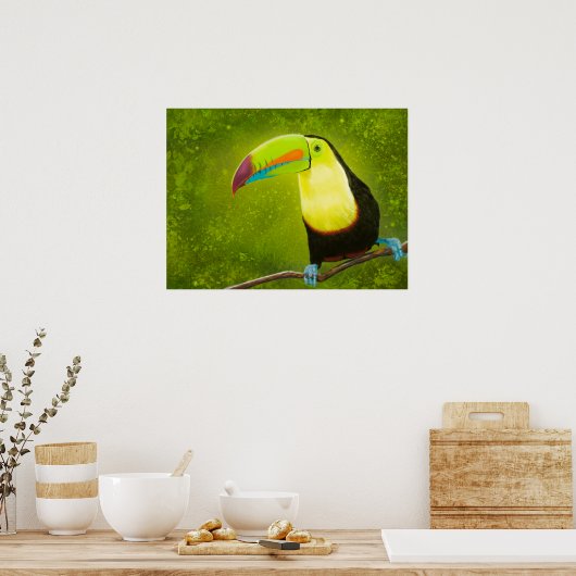 Digitale Malerei Tropischer Jungle Toucan Bird Poster (Küche)