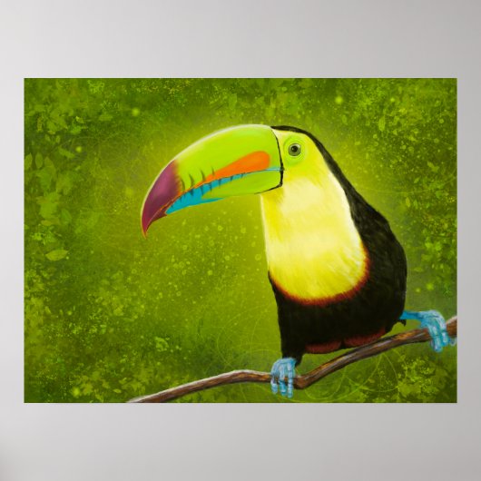 Digitale Malerei Tropischer Jungle Toucan Bird Poster (Vorne)