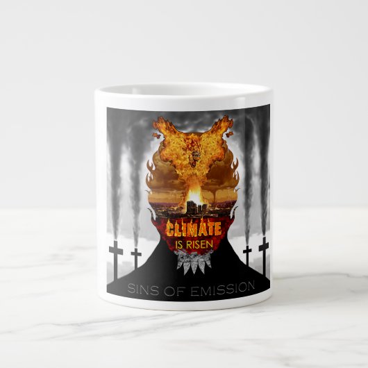 Digitale Malerei über den Klimawandel. Jumbo-Tasse (Vorderseite)