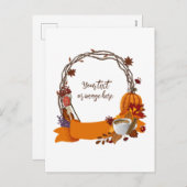 Digitale Malkarte für Fall Wreath Feiertagspostkarte (Vorne/Hinten)