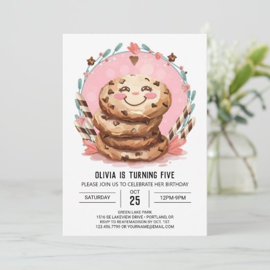 Digitale, moderne, bearbeitbare Cookies zum Geburt Einladung (Stehend Vorderseite)