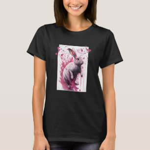 Digitale moderne rosa Kaninchen-Hase-Fan-Malerei S T-Shirt