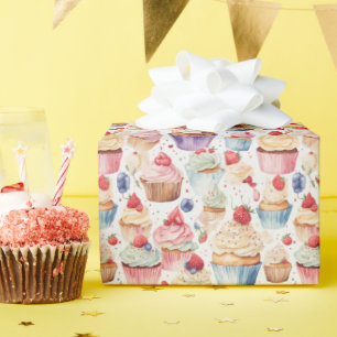 Digitale Muster für Creme und Cupcake Geschenkpapier