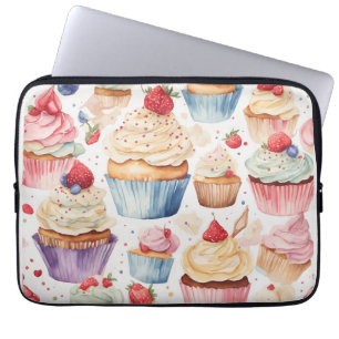 Digitale Muster für Creme und Cupcake Laptopschutzhülle