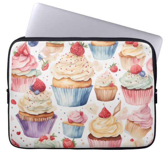 Digitale Muster für Creme und Cupcake Laptopschutzhülle (Vorderseite)