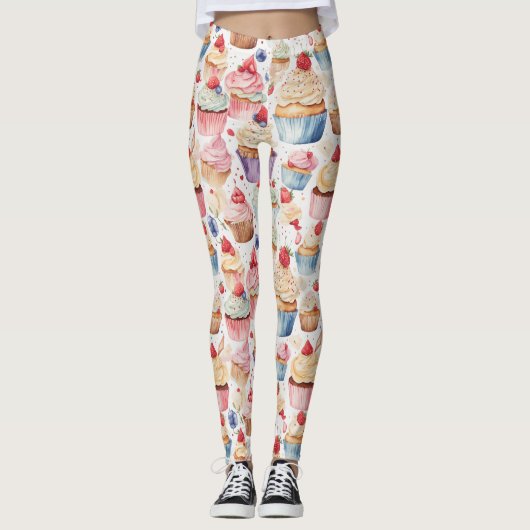 Digitale Muster für Creme und Cupcake Leggings (Vorderseite)