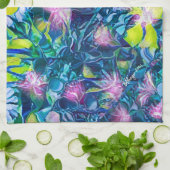 Digitale Natur Blumen, Gänseblümchen-Blues Geschirrtuch (Gefaltet)