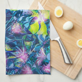 Digitale Natur Blumen, Gänseblümchen-Blues Geschirrtuch (Viertel Falte)