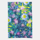 Digitale Natur Blumen, Gänseblümchen-Blues Geschirrtuch (Vertikal)