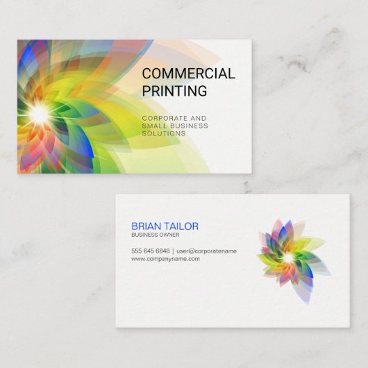 Digitale Natur | Transparente farbenfrohe Blume Visitenkarte (Vorne/Hinten)