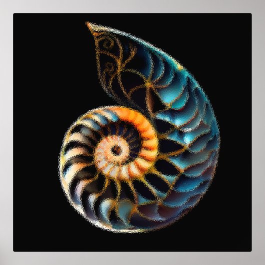 Digitale Nautilus-Muschel-zeichn Foliendrucke (Vorderseite)