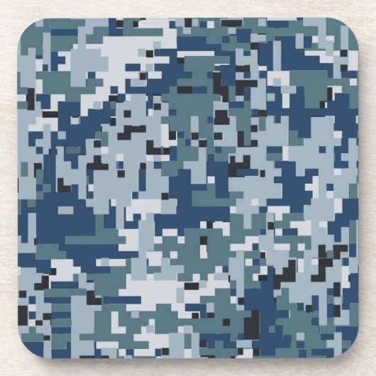 Digitale Navy-Camouflage-Camouflage-Dekoration Getränkeuntersetzer (Vorderseite)