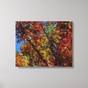 Digitale Ölgemälde Herbstbäume Leinwanddruck