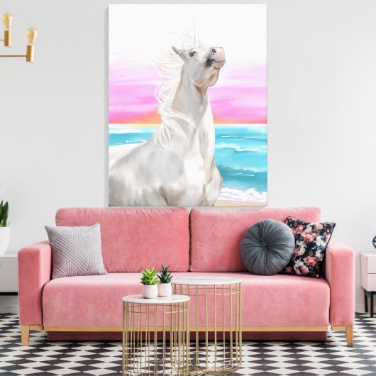 Digitale Ölmalerei von Unicorn auf Leinwand (Insitu (Wohnzimmer))