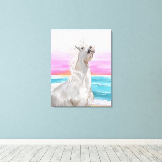 Digitale Ölmalerei von Unicorn auf Leinwand (Insitu (Holzboden))