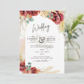 Digitale Option für Hochzeitsfeiern in Burgund Einladung (Stehend Vorderseite)