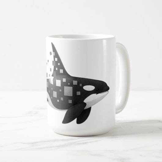 Digitale Orca-Disintegration - Cyber Ocean Series Kaffeetasse (VorderseiteRechts)