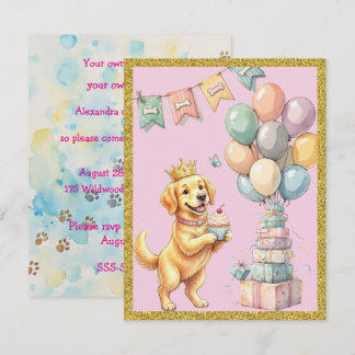 Digitale Party-Einladung für Golden Retriever zum Einladung