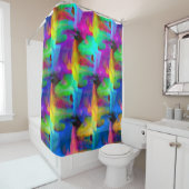 Digitale Pinselstriche in sehr farbigen Farben Duschvorhang (Beispiel)