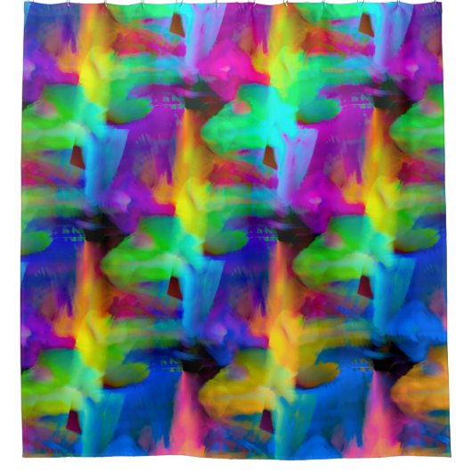 Digitale Pinselstriche in sehr farbigen Farben Duschvorhang (Vorderseite)