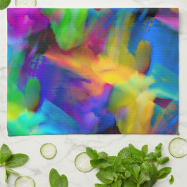 Digitale Pinselstriche in sehr farbigen Farben Geschirrtuch