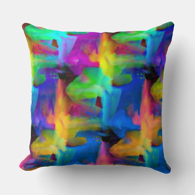 Digitale Pinselstriche in sehr farbigen Farben Kissen (Vorderseite)