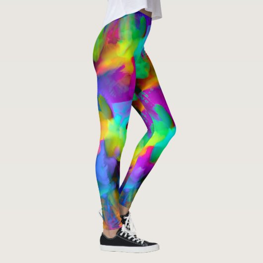 Digitale Pinselstriche in sehr farbigen Farben Leggings (Rechts)