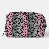 Digitale, pixelförmige Streifen in Rosa, Grau und  Waschbeutel (Rückseite)