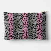 Digitale, pixelförmige Streifen in Rosa, Grau und  Zubehörtasche (Rückseite)