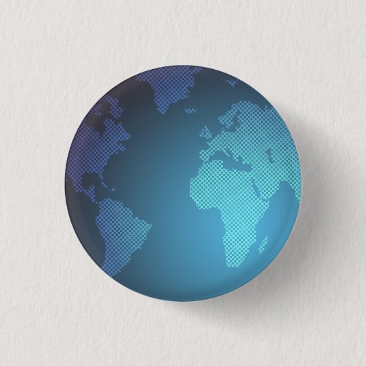 Digitale Punkte-Weltkarte mit Farbverlauf-Kunst Button (Vorderseite)