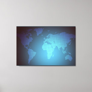 Digitale Punkte-Weltkarte mit Farbverlauf-Kunst Leinwanddruck