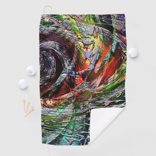 Digitale Ruinen Textur über rotem bis gelbem Farbv Golfhandtuch (Insitu)