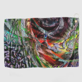 Digitale Ruinen Textur über rotem bis gelbem Farbv Golfhandtuch (Horizontal)