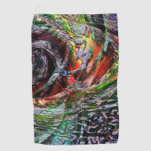 Digitale Ruinen Textur über rotem bis gelbem Farbv Golfhandtuch (Vorderseite)