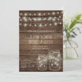 Digitale rustikale Hochzeit einladen Mason Jars Li Einladung (Stehend Vorderseite)