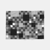 Digitale schwarze Pixel kleine Quadrate Fleecedecke (Vorderseite (Horizontal))
