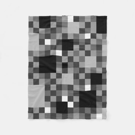 Digitale schwarze Pixel kleine Quadrate Fleecedecke (Vorderseite)
