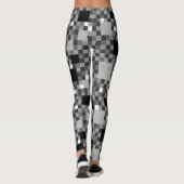 Digitale schwarze Pixel kleine Quadrate Leggings (Rückseite)