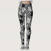 Digitale schwarze Pixel kleine Quadrate Leggings (Vorderseite)