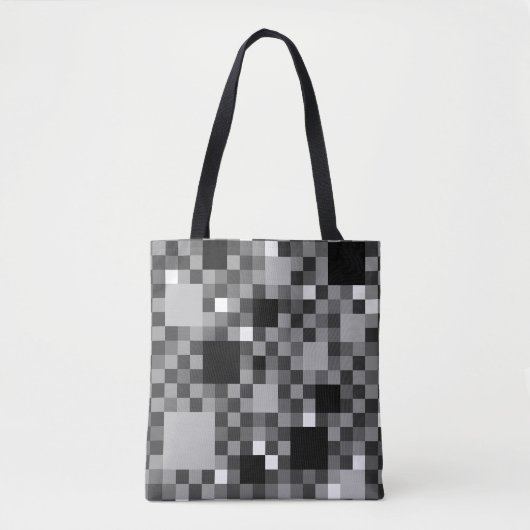 Digitale schwarze Pixel kleine Quadrate Tasche (Vorderseite)